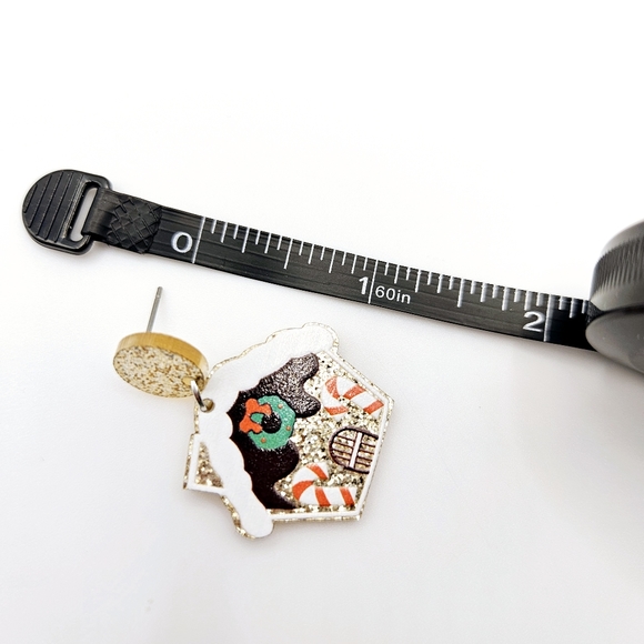 Gingerbread House Earrings Christmas Holiday Festive - Picture 3 of 3